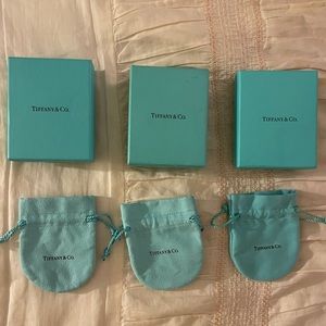 Three Empty Tiffany Boxes with Jewelry Pouches